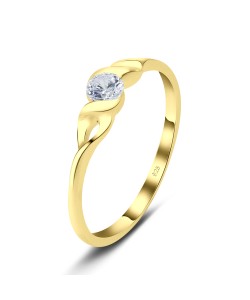 Gold Plated Spiral CZ Silver Ring NSR-2405-GP